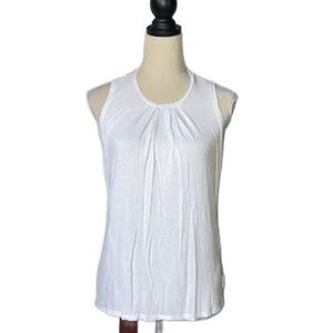 Calvin Klein White Lightweight Sleeveless Top w/Pleated Neckline (Size: Small)